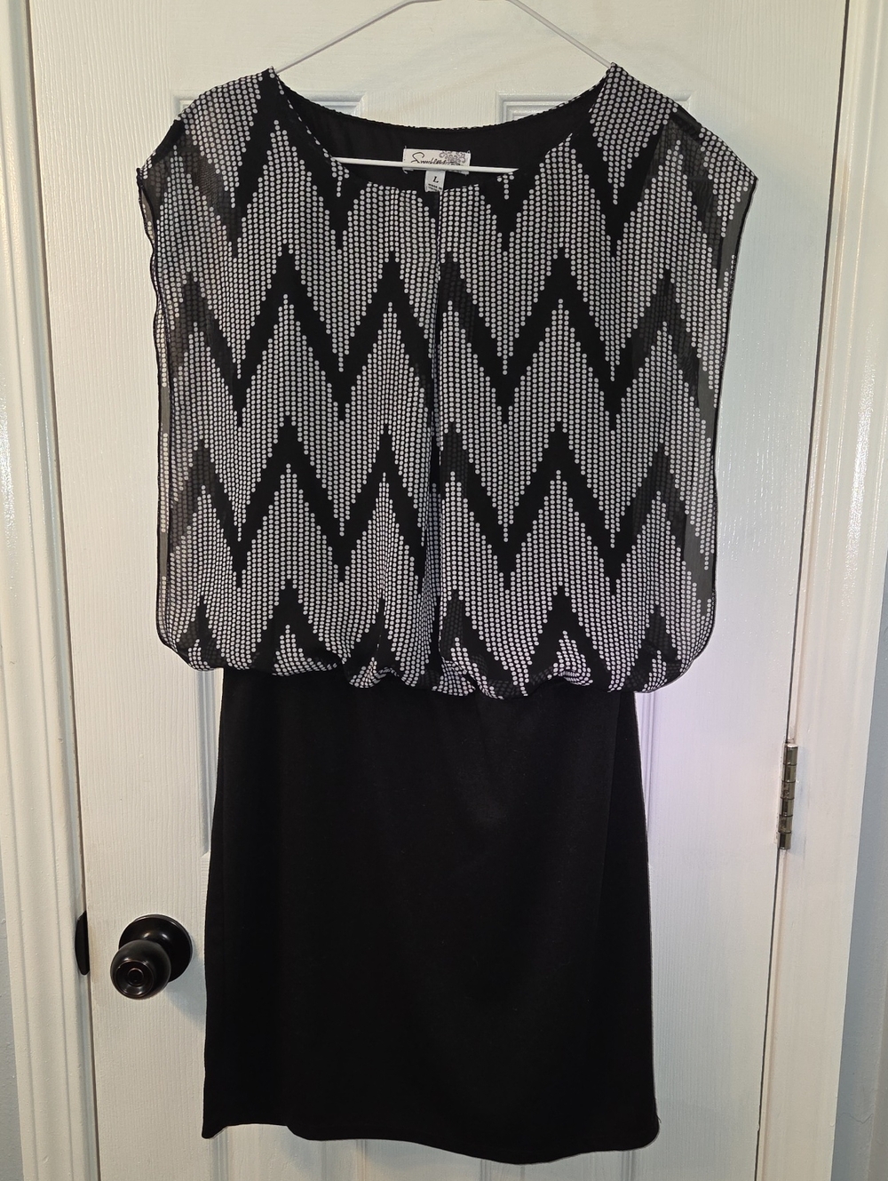 Speechless Black and White Chevron Midi Dress